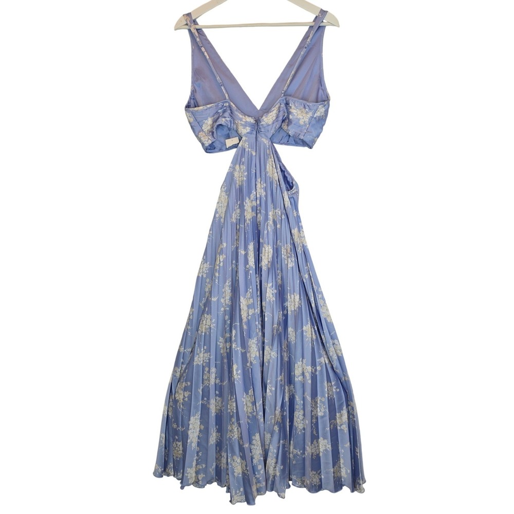 ABERCROMBIE & FITCH Giselle Pleated Cutout Maxi Dress Sz M Blue Floral Fairycore - Picture 9 of 16